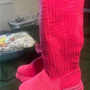 Vibrant Pink Textured Boots